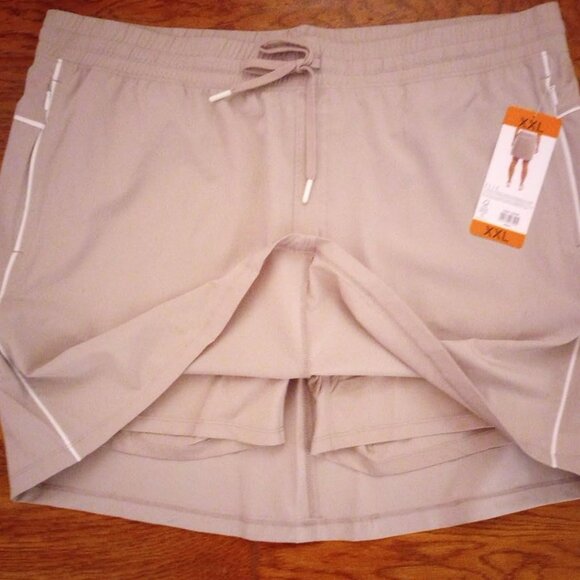 Ella Sport Women's Plus Size XXL Beige Built in Shorts Elastic Waist Skort NWT - Picture 2 of 4
